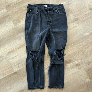 Revolve Free People Bren Boyfriend Jean in Black Magic Button Fly Size 29